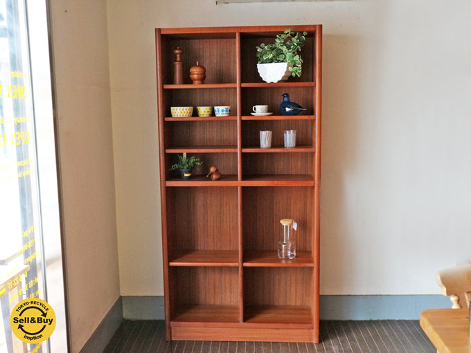 ジャパンビンテージ チーク材 ブックシェルフ 本棚 飾り棚 ～チーク材の美しい杢目に心奪われるブックシェルフ～ 【 買取と販売とレンタルのお店 】