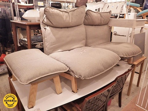 無印良品 MUJI ハイバック リクライニングソファ 2人掛け & 1人掛け & オットマン ～ 微調整の利くソファで、自分に合った快適さを。【買取と販売とレンタルのお店】