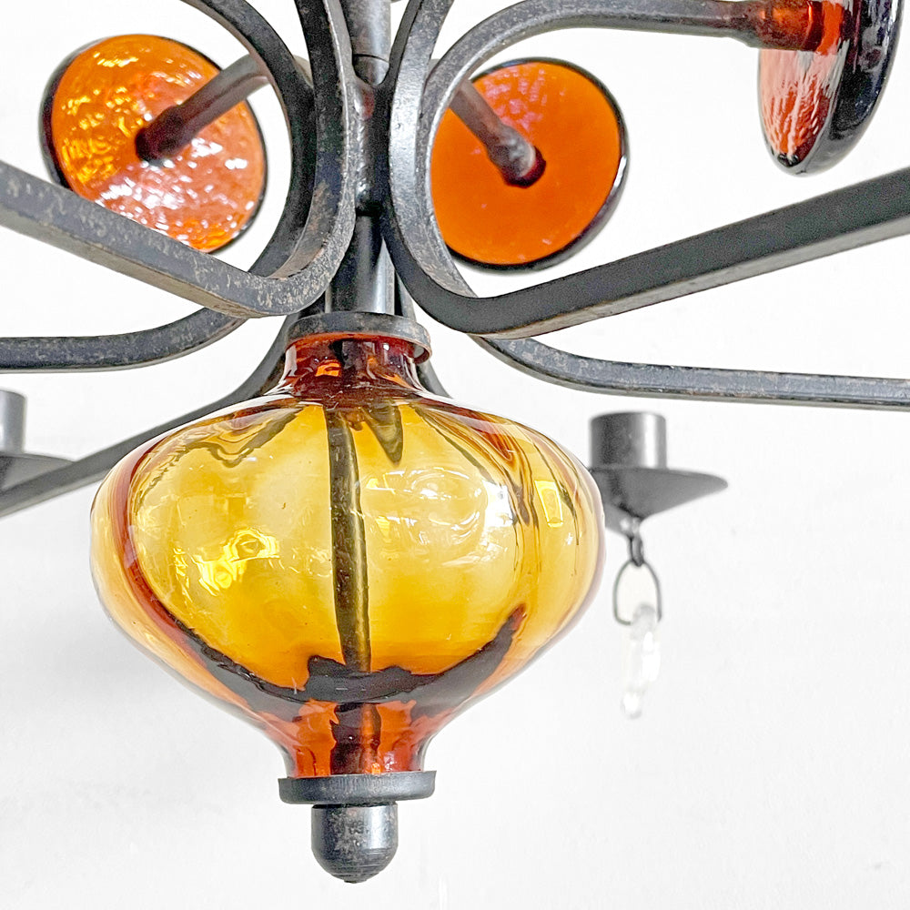 ボダ BODA Erik Höglund エリック・ホグラン ガラスキャンドル シャンデリアアンバー＆オニオン ガラスキャンドルホルダー 60's ビンテージ スウェーデン 北欧雑貨 ～ 光のゆらめき ～