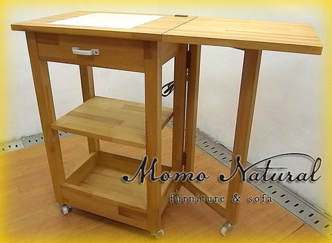 タイルトップが可愛らしく使う程に味わいを増す機能的なキッチンパートナー！ Momo Natural （ モモナチュラル ） Land シリーズの小洒落たアシストワゴン 【出張買取＆販売＆レンタル】