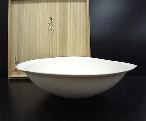 海外での人気も高い～　黒田陶苑　白磁陶芸家　黒田泰蔵　 白磁大鉢 　直径約37cm 共箱 【買取と販売とレンタルのお店】