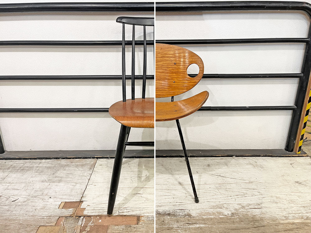 ビンテージ プライウッドチェア Ulla chair スタイル & フランスビンテージ スポークバックチェア ブラック ビーチ×チーク材 ～怪しいビンテージ～