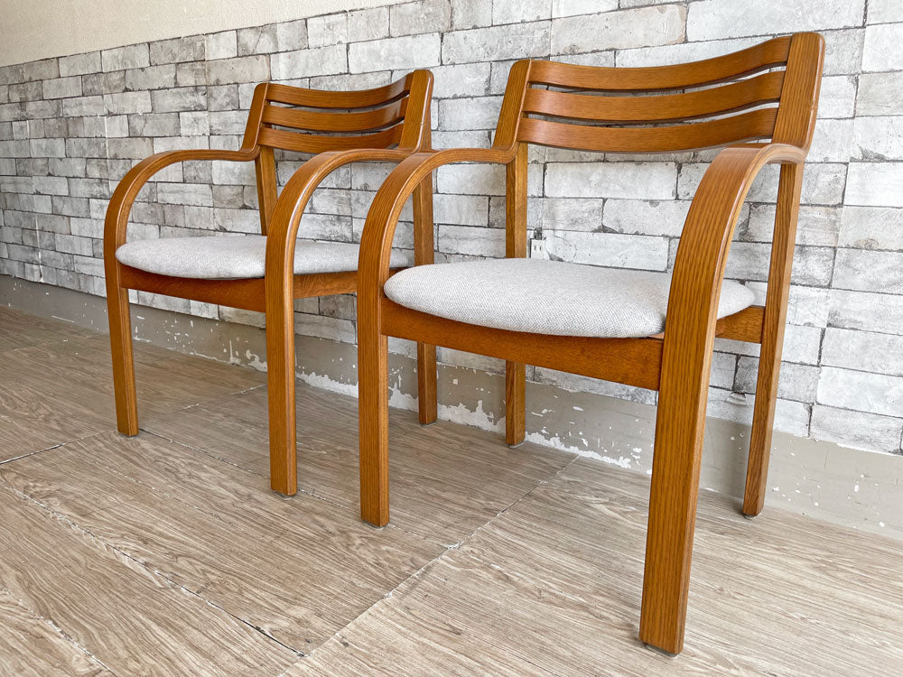 天童木工 TENDO ビンテージ アームチェア ダイニングチェア プライウッド ファブリック グレー 張替済 2脚 中古品 買い取りしました。