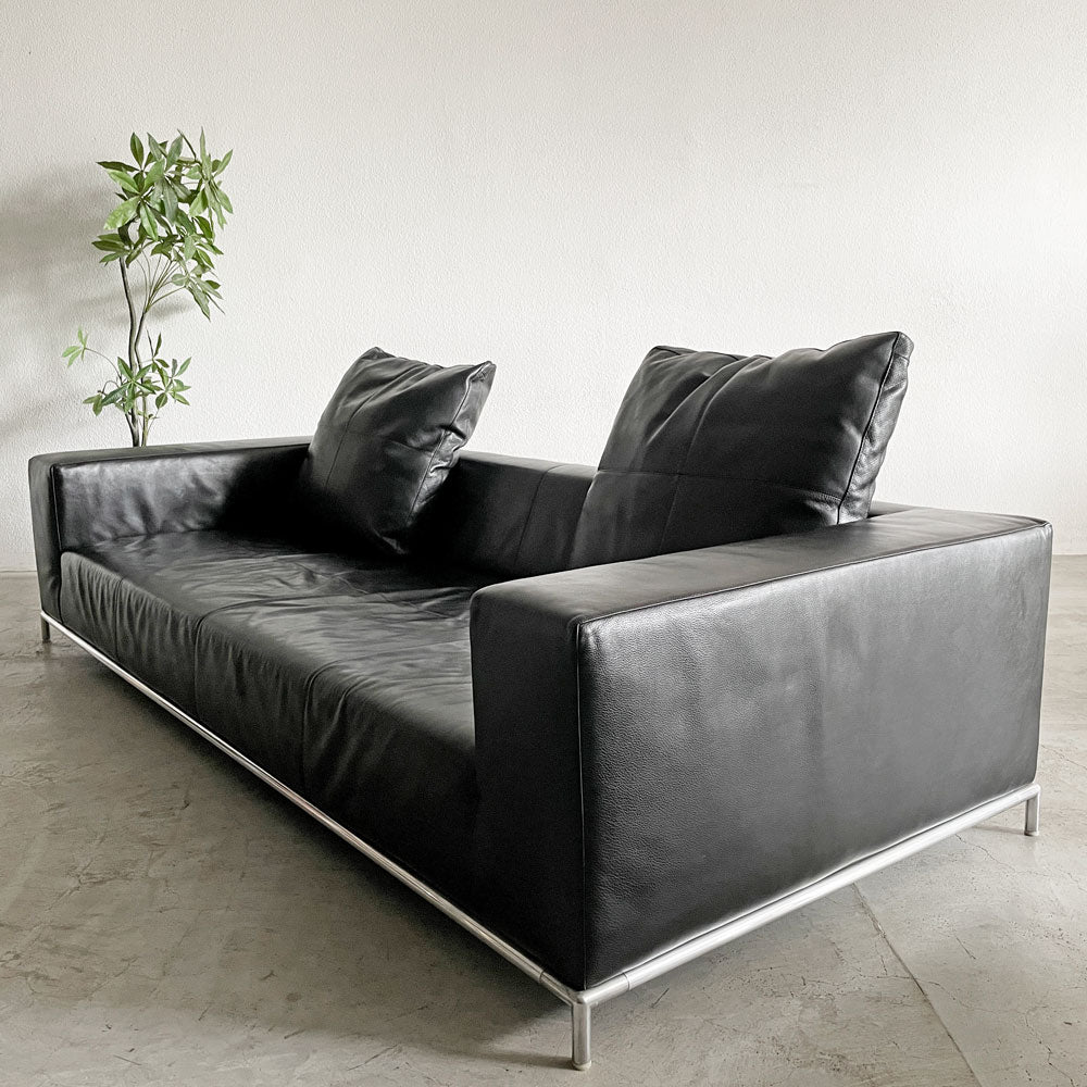 ビーアンドビー イタリア B&B Italia ジョージ George 3Pソファ W260cm 初代モデル 本革 レザー ブラック イタリアンモダン アントニオ・チッテリオ ～ イタリアンモダンデザインならではの風格～