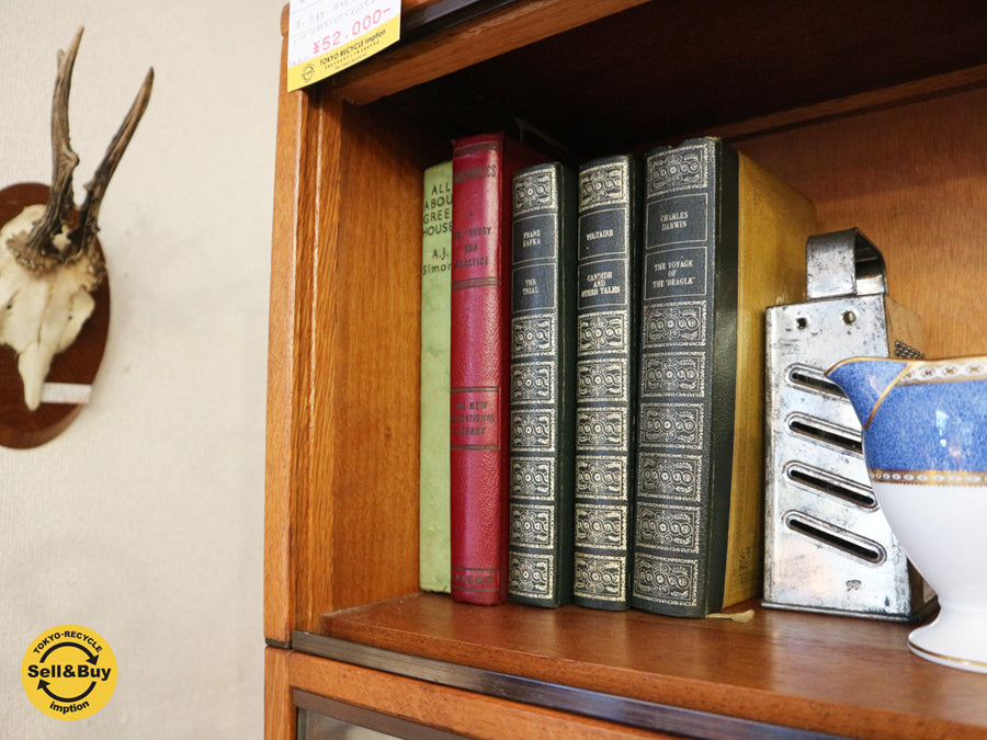 イギリス アンティーク キャビネット オーク材 ブックケース 英国 飾り棚  ～お気に入りの食器やインテリア雑貨のディスプレイに。～ 【 買取と販売とレンタルのお店 】