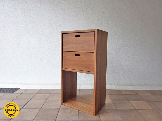 無印良品 MUJI スタッキングシェルフ 2段1列 スタッキングチェスト・引出し2段付き ウォールナット ～お得な別売りオプションパーツ付き！～ 【 買取と販売とレンタルのお店 】
