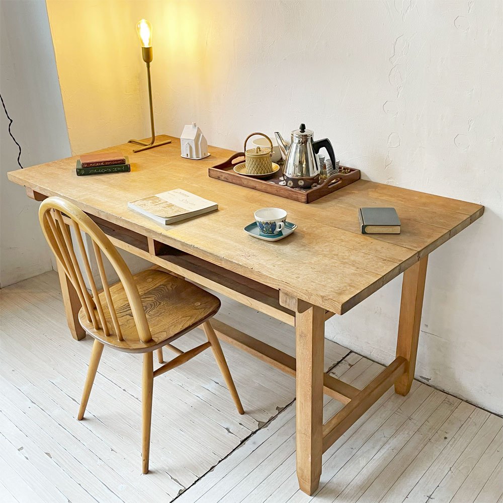 【下北沢店】ジャパンビンテージ 図工室テーブル ワークテーブル 作業台 古家具 W152cm 作業台 古道具 店舗什器 買取させていただきました。