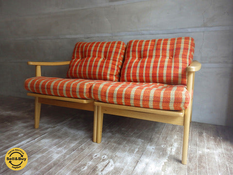 MARUNI60 マルニ60 / セパレート オークフレームチェア 2シーター 2P ソファ オーク材 キノママオーク × オレンジファブリック 【買取と販売とレンタルのお店】