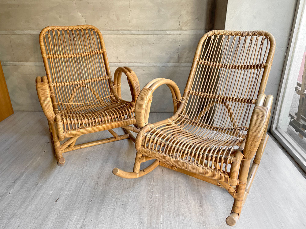 台湾丸十公司 MARUJU'S RATTAN FURNITURE ビンテージ ロッキングチェア 安楽椅子 揺り椅子 ラタン 籐 アジアンリゾートスタイル 中古品 買い取りしました。