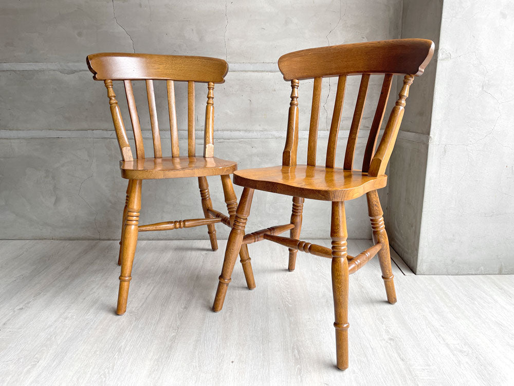UKビンテージ スラットバックチェア ダイニングチェア オーク材 vintage 英国家具 ロイズアンティークス Lloyd's Antiques 取り扱い 計2脚 中古品 買い取りしました。
