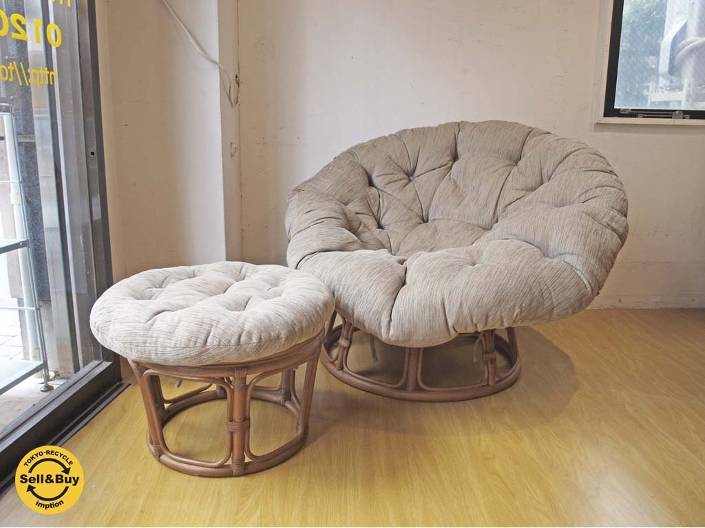 アクメファニチャー ACME Furniture ウィッカー WICKER ラウンジチェア オットマン ラタン ファブリック 中古品 買い取りしました。