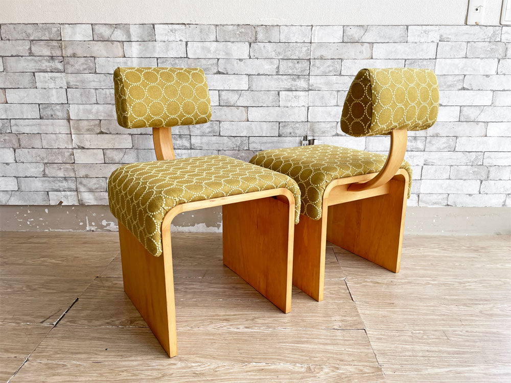 日進木工 NISSIN プー puu ダイニングチェア 2脚 メープル材 曲木 ミナペルホネン mina perhonen 皆川明 タンバリン生地 新品張替済 アクタス ACTUS 取扱 希少 中古品 買い取りしました。