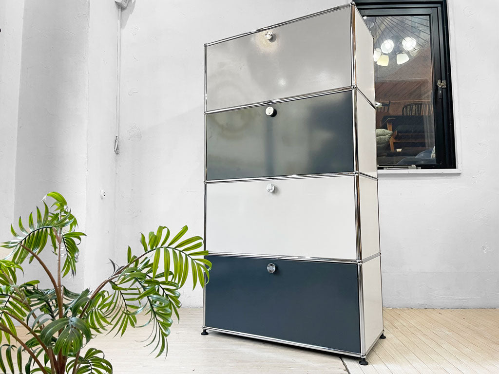 ユーエスエムハラー USM Haller モジュラーファニチャー Modular Furniture 1列4段 マルチカラー 4色 ドロップダウン扉 定価￥326,847- 中古品 買い取りしました。
