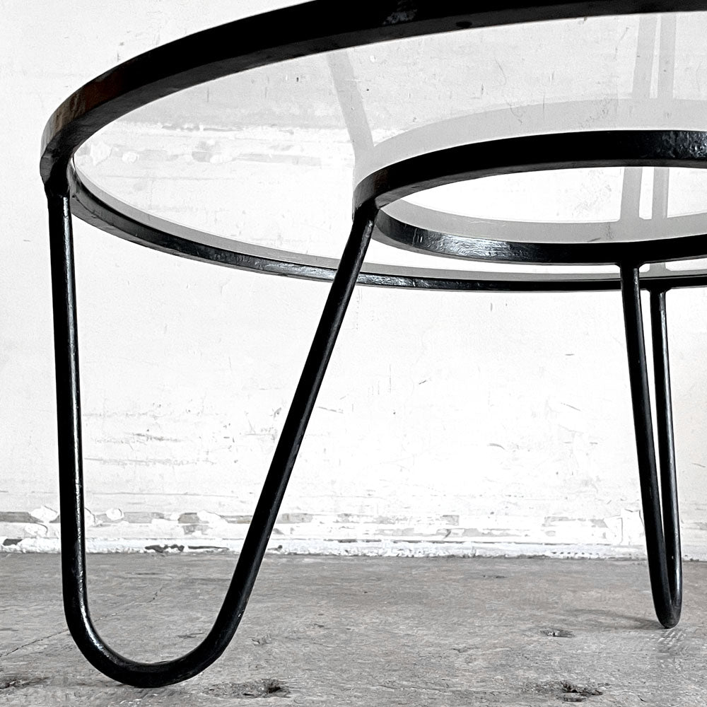 アトリエマテゴ Atelier Mategot ベルビューコーヒーテーブル Bellevue coffee table ローテーブル ガラス天板 Φ70.5cm マシュー・マテゴ フランス ビンテージ ミッドセンチュリー ～硬質な素材が紡ぐ、柔らかなフォルム～