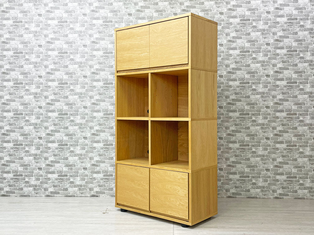 無印良品 MUJI スタッキングキャビネット オーク材 基本セット+追加3段 仕切り板+木製扉付 定価￥45,892- 中古品 買い取りしました。