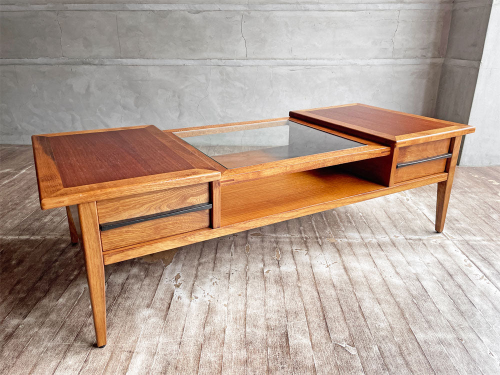 アクメファニチャー ACME Furniture ジェティ コーヒー テーブル JETTY COFFEE TABLE ガラストップ 抽斗2杯 USビンテージスタイル 定価\104,500- 中古品 買い取りしました。