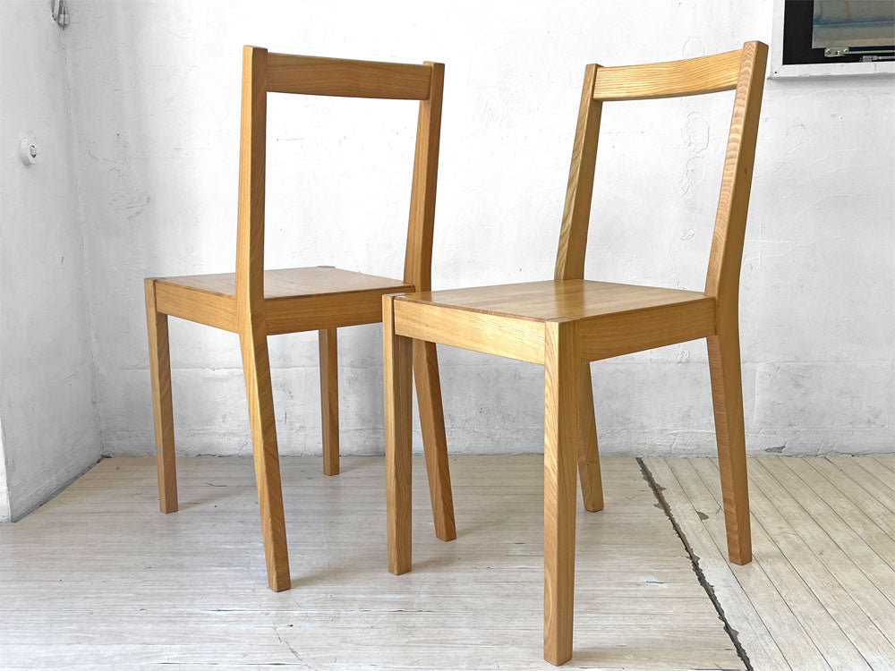 無印良品 MUJI ダイニングチェア タモ無垢集成材 板座 ナチュラル シンプルデザイン 廃番 2脚セット 中古品 買い取りしました。