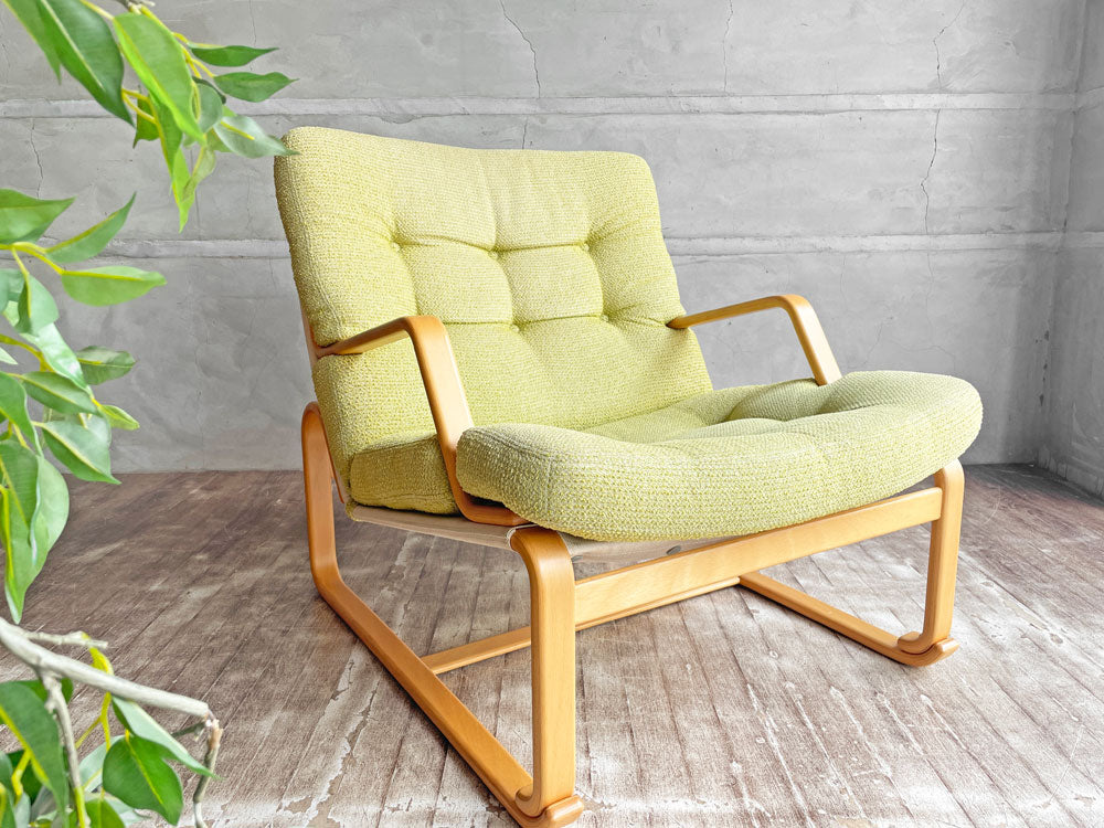 天童木工 Tendo マルガリータ Margareta イージーチェア 1シーター ソファ 両肘 ロータイプ コゼット・グリーン ブルーノ マットソン 定価\140,800- 中古品 買い取りしました。