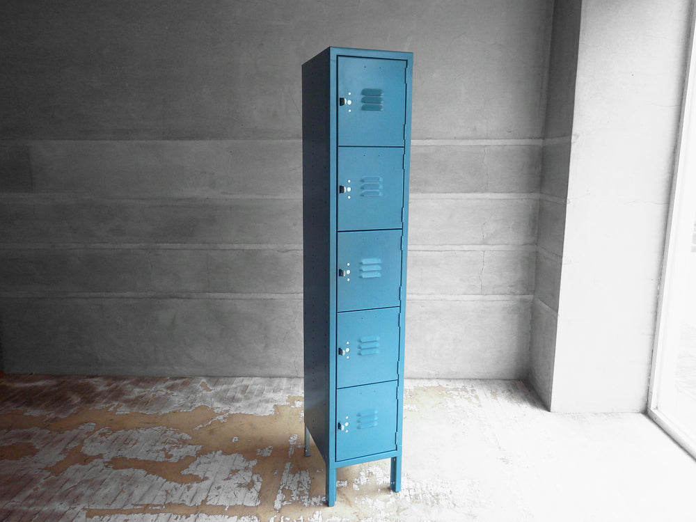 リオン LYON スチールロッカー ルーバーカット 5段 5-TIER LOCKER-LOUVER 青緑カラー light teal P.F.S取扱 中古品 買い取りしました。