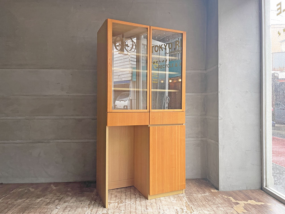 無印良品 MUJI 木製カップボード タモ材 キッチンボード 食器棚 キャスターワゴンなし W87cm 廃番 中古品 買い取りしました。