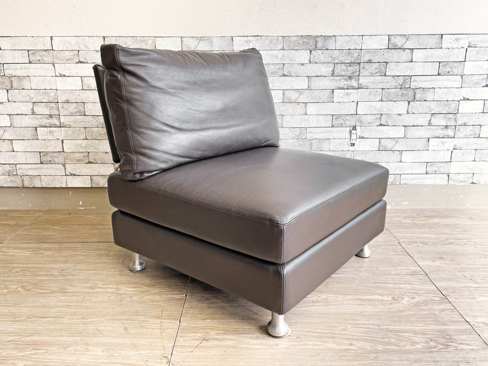 キングファニチャー KING Furniture デルタ Delta 1人掛けソファ ラウンジチェア アームレス レザー ダークブラウン Viva Cafe オーストラリア モダンデザイン 中古品 買い取りしました。