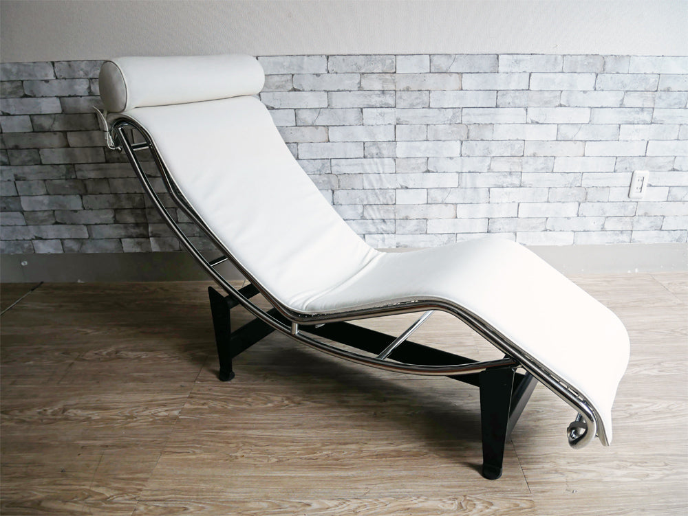 巨匠 ル・コルビジェ Le Corbusier LC4 ソファ 本革 シェーズロング ホワイト 名作 リプロダクト品 現状品  中古品  買い取りしました。