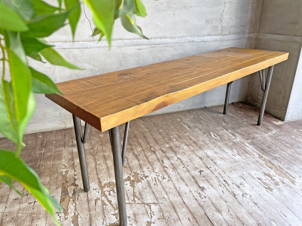 ビメイクス BIMAKES リードウエスト Lead west ベンチ パイン無垢材×アイアン インダストリアル 西海岸スタイル 定価￥42,900- 中古品 買い取りしました。
