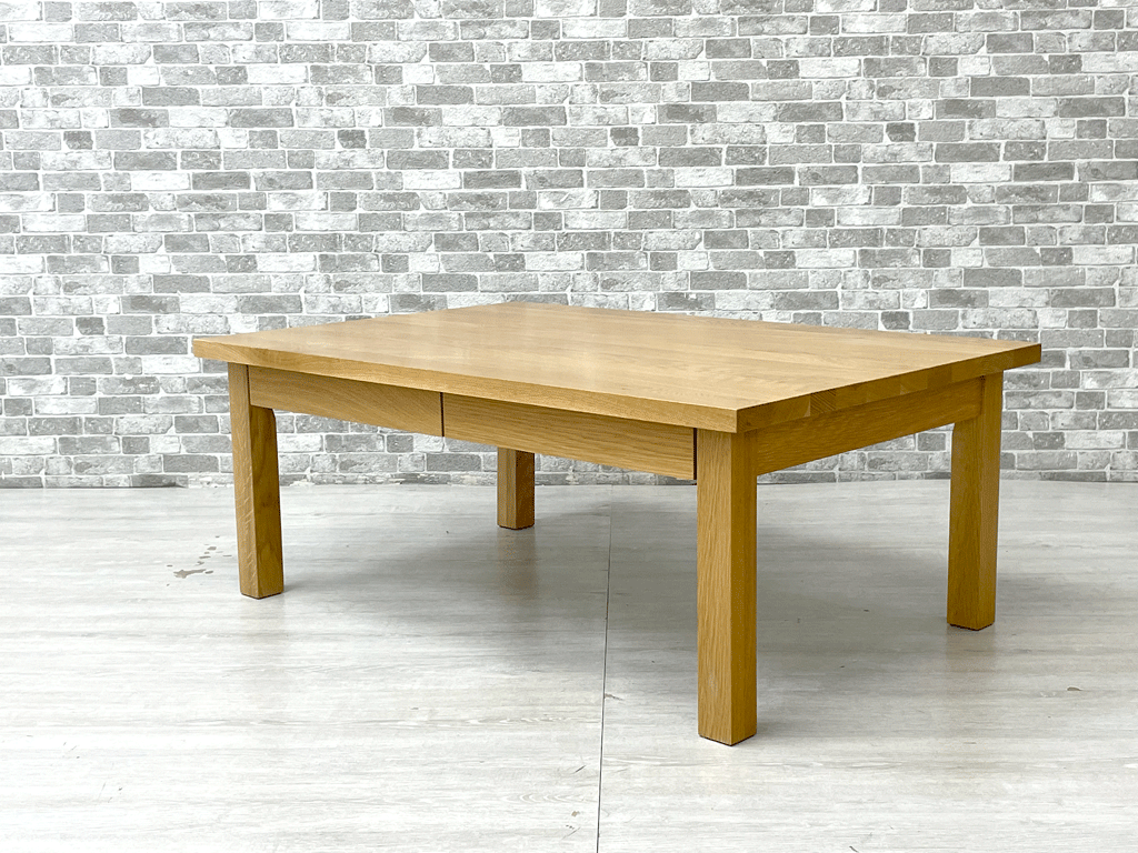 無印良品 MUJI 木製ローテーブル オーク無垢材 ナチュラル 抽斗2杯 W90×D60 シンプルデザイン買い取りしました。