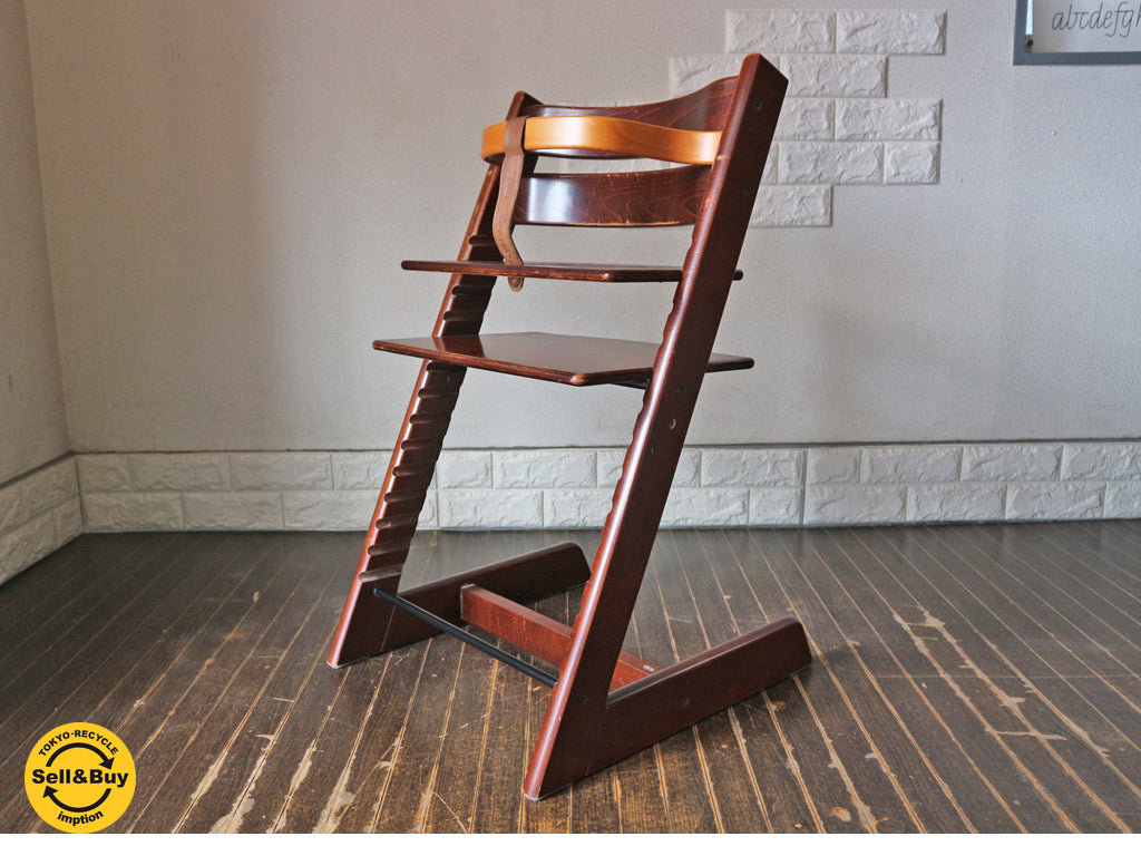 ストッケ STOKKE トリップトラップ TRIPP TRAPP チェア 旧型 ガード付き 革ベルト ブラウン キッズチェア ベビーチェア  買い取りしました。