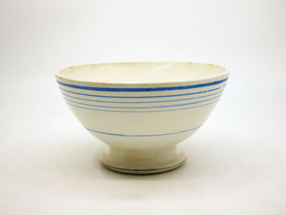 フランスビンテージ カフェオレボウル スープボウル シリアルボウル Φ13.5cm ホワイト×ブルー ボーダー 中古品 買い取りしました。