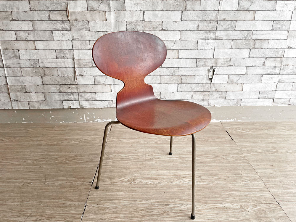 フリッツハンセン Fritz Hansen アントチェア 3本脚 チーク材 プライウッド アルネ・ヤコブセン Arne Jacobsen 50’sビンテージ 初期モデル 希少 北欧家具 中古品 買い取りしました。