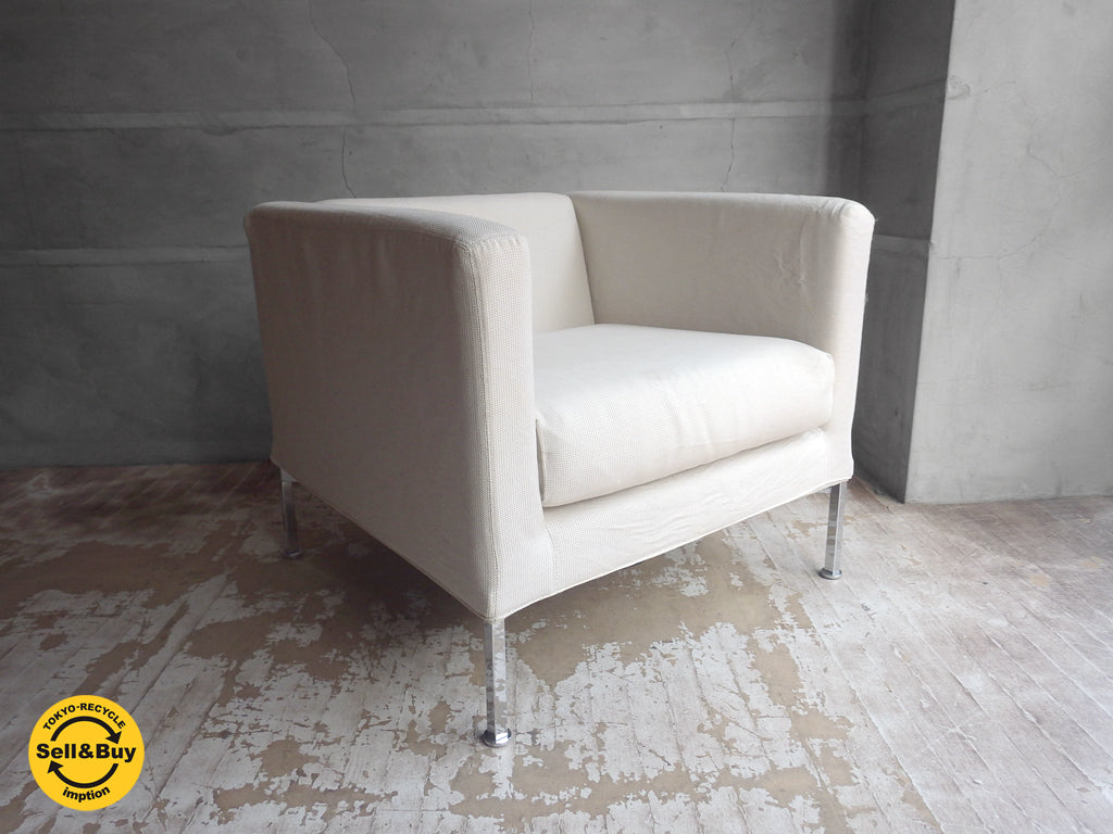 カッシーナ Cassina ボックス スモール ソファ BOX small sofa 1人掛け カバーリング フレア パール 中古品 買い取りしました。