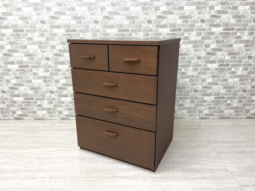 モダンデザイン Modern design ウォールナット材 4段チェスト 5ドロワー W60cm 中古品 買い取りしました。