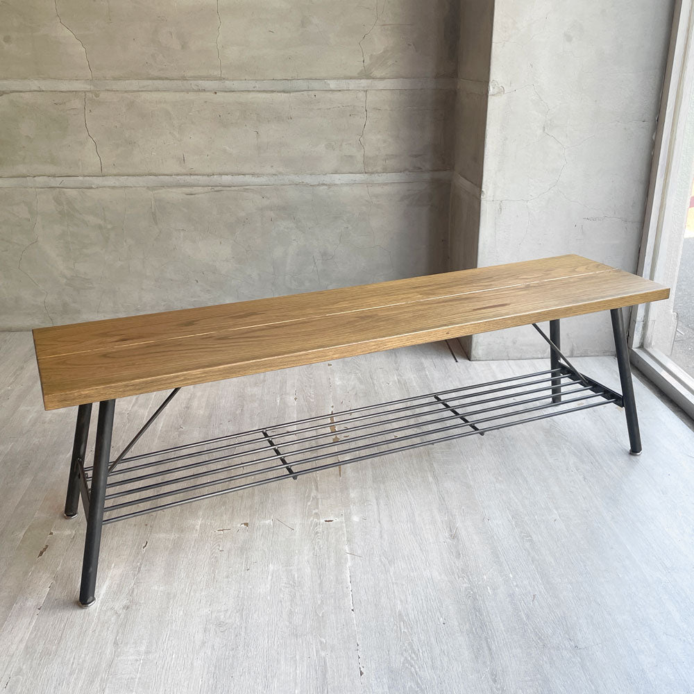 ジャーナルスタンダードファニチャー j.s.F サンク SENS ダイニング ベンチ W130cm オーク無垢材 インダストリアル 廃番 定価￥41,800- 中古品 買い取りしました。