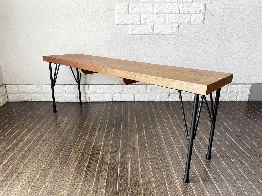 ビンテージスタイル Vintage Style 無垢材×アイアンレッグ ベンチ W120cm インダストリアル  中古品  買い取りしました。