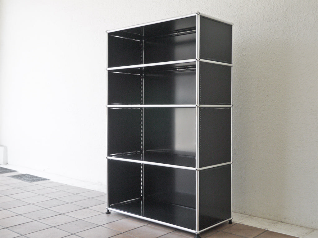 USMハラー USM Haller モジュラーファニチャー ハラーシステム キャビネット 1列4段 シェルフ グラファイトブラック 参考価格￥180,873- 中古品 買い取りしました。