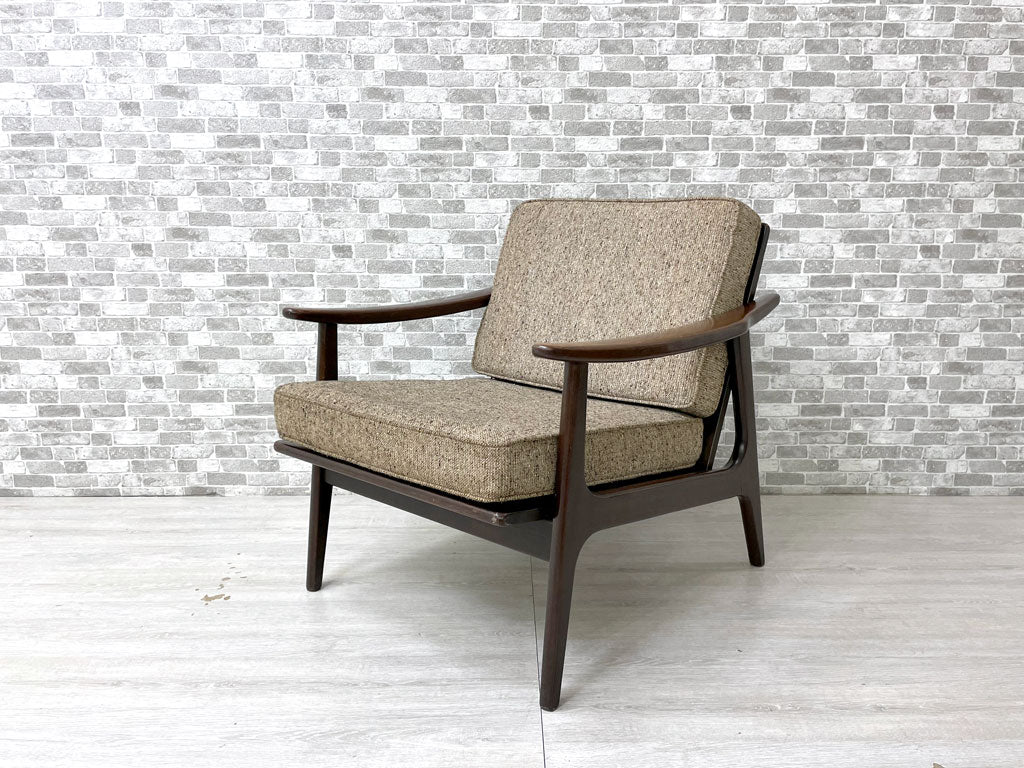マルニ木工 オールドマルニ maruni ビンテージ 1人掛けソファ ラウンジチェア 無垢材 ファブリック 孔雀マーク 希少 北欧スタイル ミッドセンチュリー 中古品 買い取りしました。