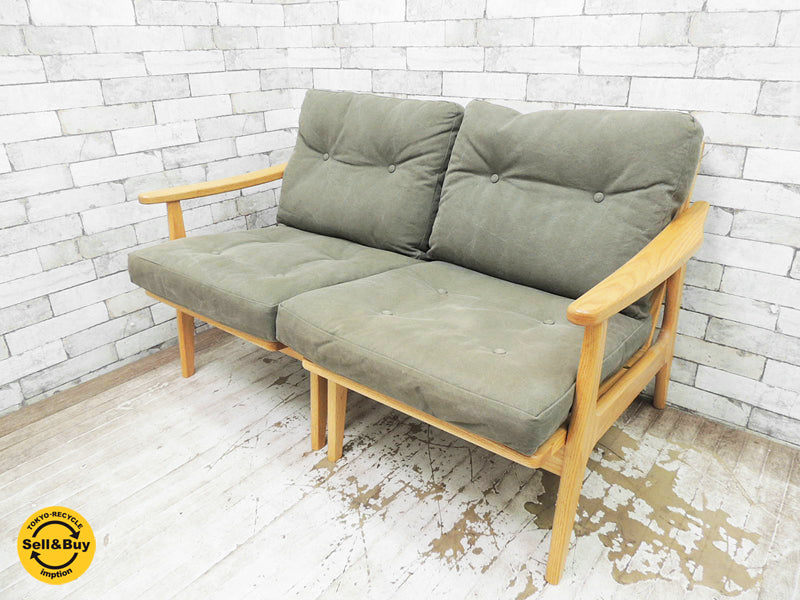 マルニ60 maruni60 キノママ オークフレームソファ 2シーター セパレート 帆布ダークグリーン 定価179,280円 中古品 買い取りしました。