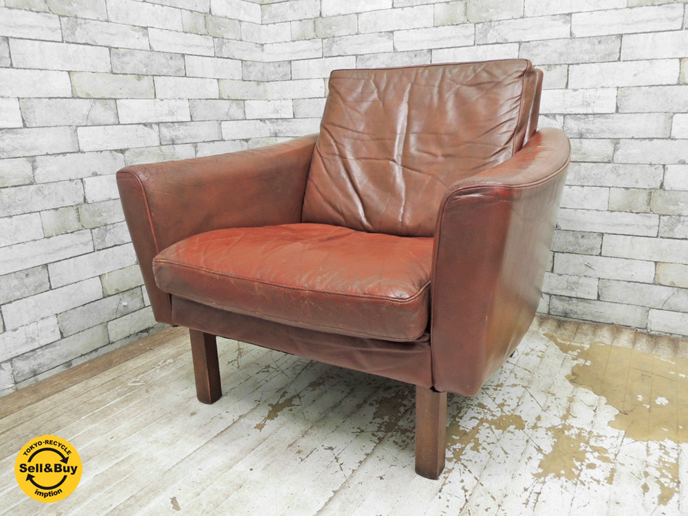デンマーク ビンテージ Danish vintage 一人掛け ソファ レザー 中古品 買い取りしました。