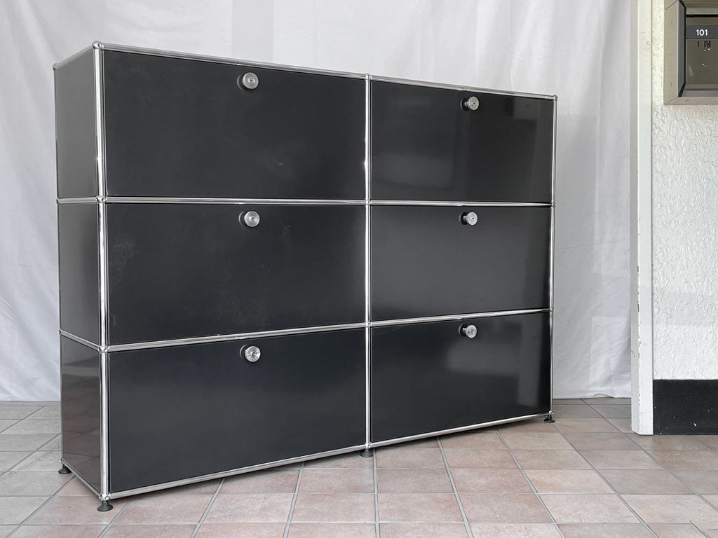 ユーエスエムハラー USMハラー USM Haller モジュラーファニチャー キャビネット シェルフ 2列3段 グラファイトブラック ドロップダウンドア & ドロワー 定価約476,500円 中古品 買い取りしました。