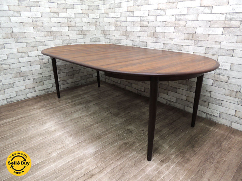 デンマーク ビンテージ ローズウッド ラウンド 伸長式 EXダイニングテーブル W120～220cm 北欧家具 ～ 希少なローズウッド材を使用したラグジュアリーなエクステンションテーブル ～ 【 買取と販売とレンタルのお店 】