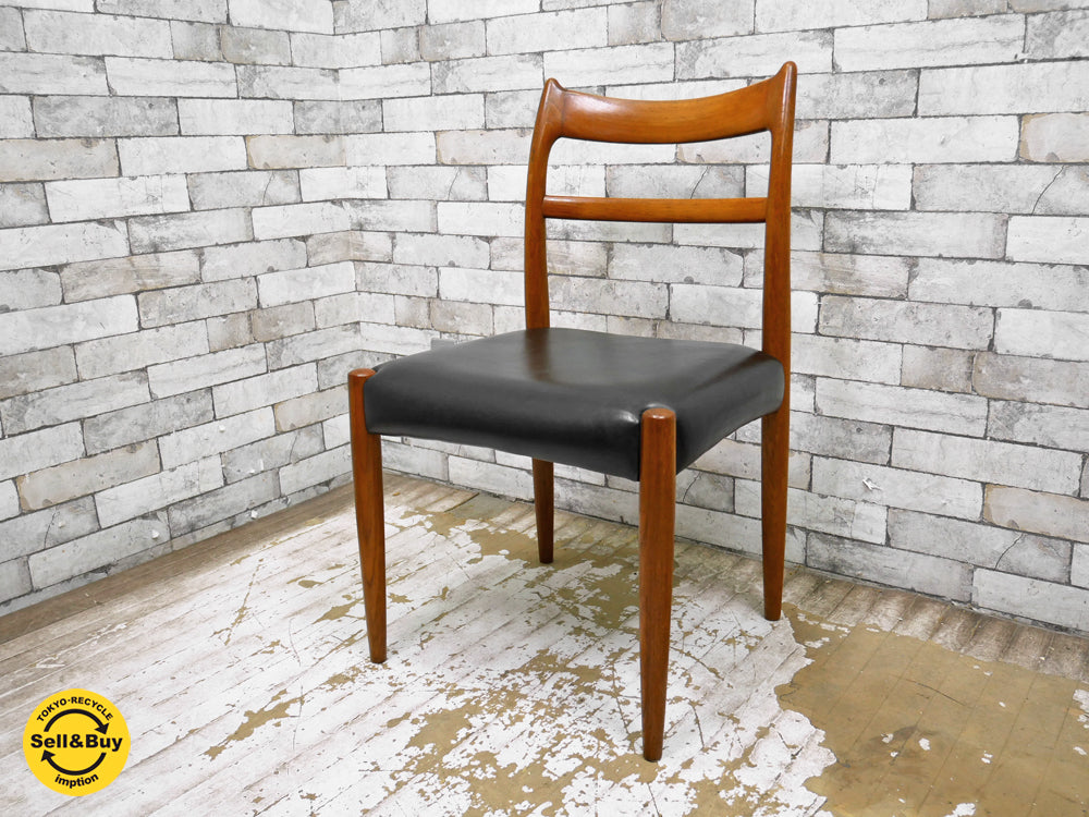 辻木工 チーク材 ダイニングチェア レザー ブラック 70sビンテージ 北欧スタイル A 中古品 買い取りしました。