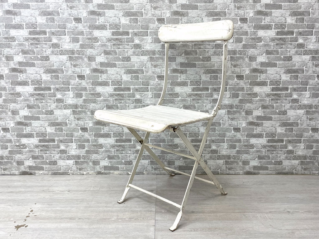 ビンテージ Vintage フォールディングチェア 折り畳み椅子 ウッド×アイアン シャビーシック ホワイトペイント 中古品 買い取りしました。