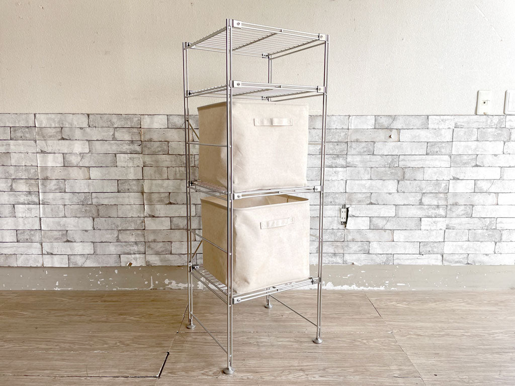 無印良品 MUJI ステンレスユニットシェルフ 幅42cm ワイヤー棚板 ソフトボックス付 高さ120cm 廃番 中古品 買い取りしました。