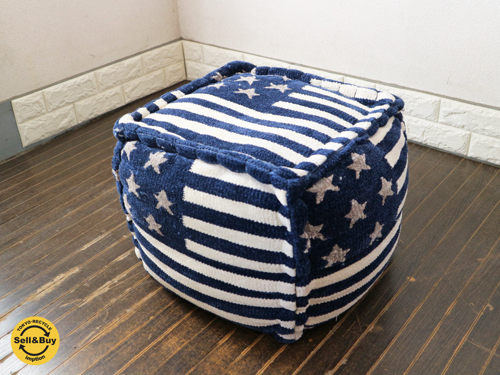 ダブルティー WTW アメリカン 星条旗 オットマン スツール クッション ネイビー×ホワイト 買い取りしました。経堂店 出張買取もお任せ下さい。