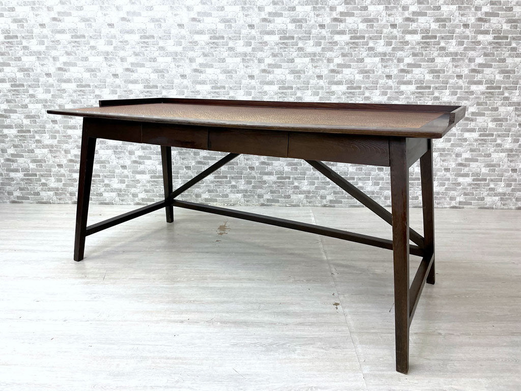 アジアンビンテージ Asian Vintage 木製 デスク ワークテーブル 抽斗4杯 W170cm ダークブラウンペイント 中古品 買い取りしました。