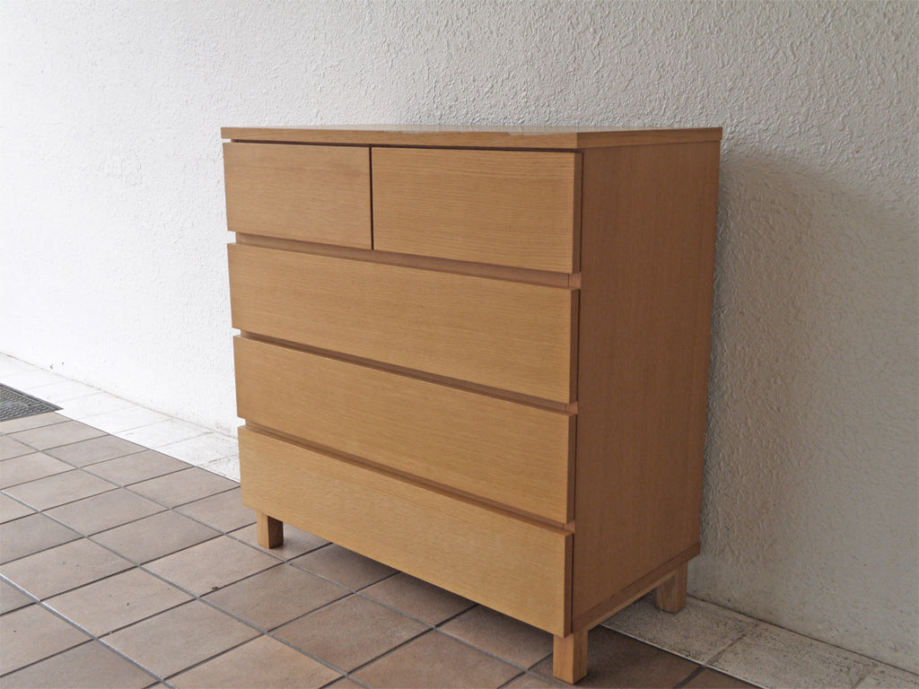 無印良品 MUJI 木製チェスト ４段 タモ材突板 フルオープン シンプルモダンデザイン ナチュラル 廃盤 中古品 買い取りしました。