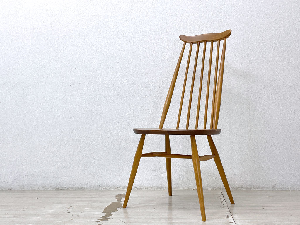 アーコール ERCOL ゴールドスミス ダイニングチェア ハイバック スティックバック エルム材×ビーチ材 ナチュラルカラー 英国家具 UKビンテージ 中古品 買い取りしました。