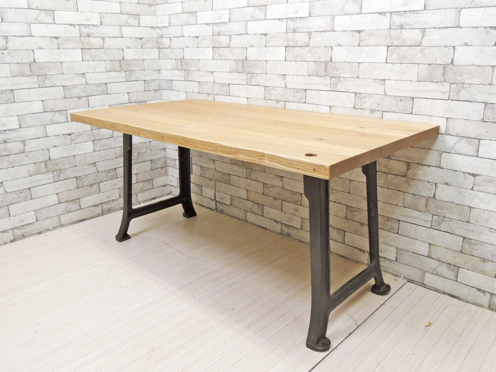 インダストリアルデザイン Industrial Design ワーキングテーブル ダイニングテーブル タモ材 アイアンレッグ W150  中古品 買い取りしました。