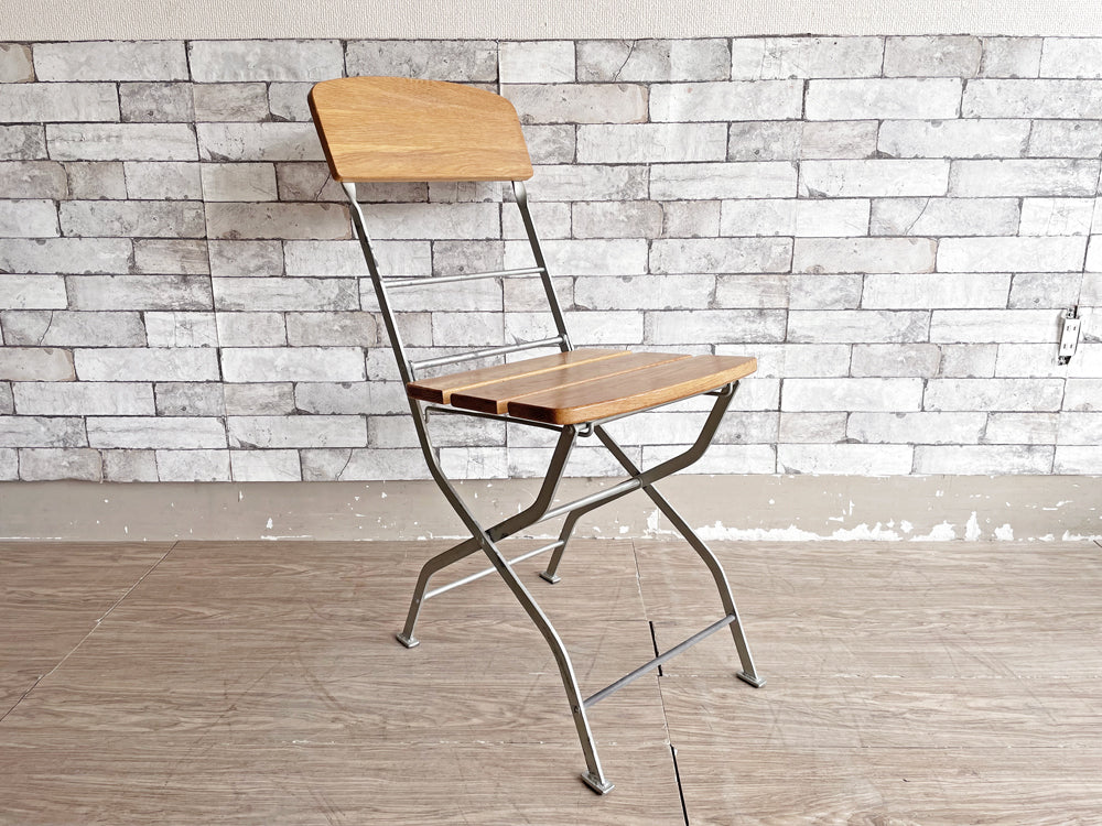 インダストリアルデザイン industrial design オーク材 × スチール脚 ガーデンチェア フォールディングチェア 折りたたみ 中古品 買い取りしました。